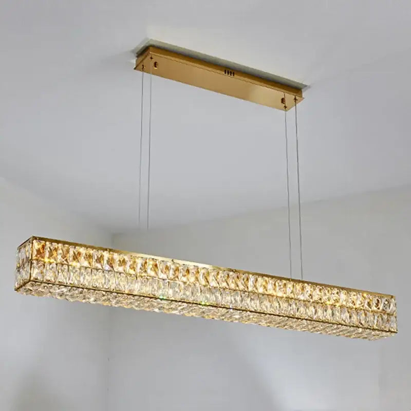 Modern gold crystal steel led pendant light for dining room