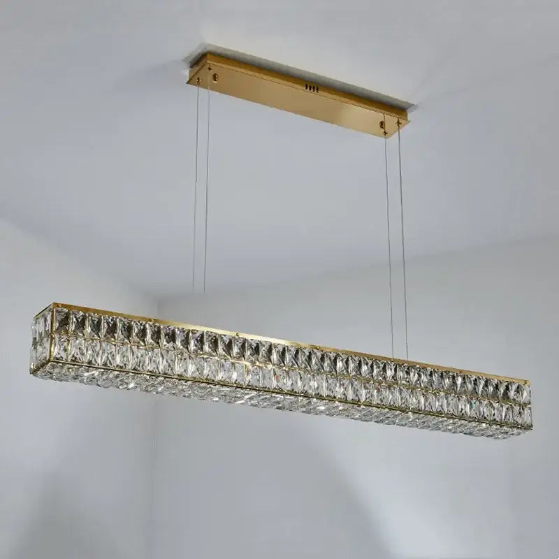 Modern gold crystal steel led pendant light for dining room