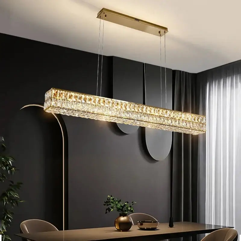 Modern gold crystal steel led pendant light for dining room