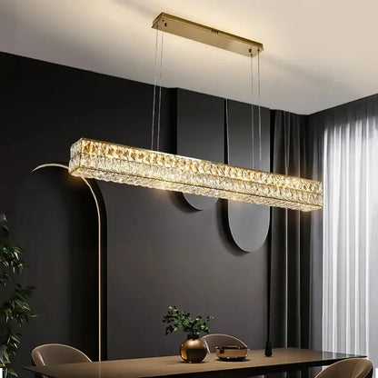 Modern gold crystal steel led pendant light for dining room