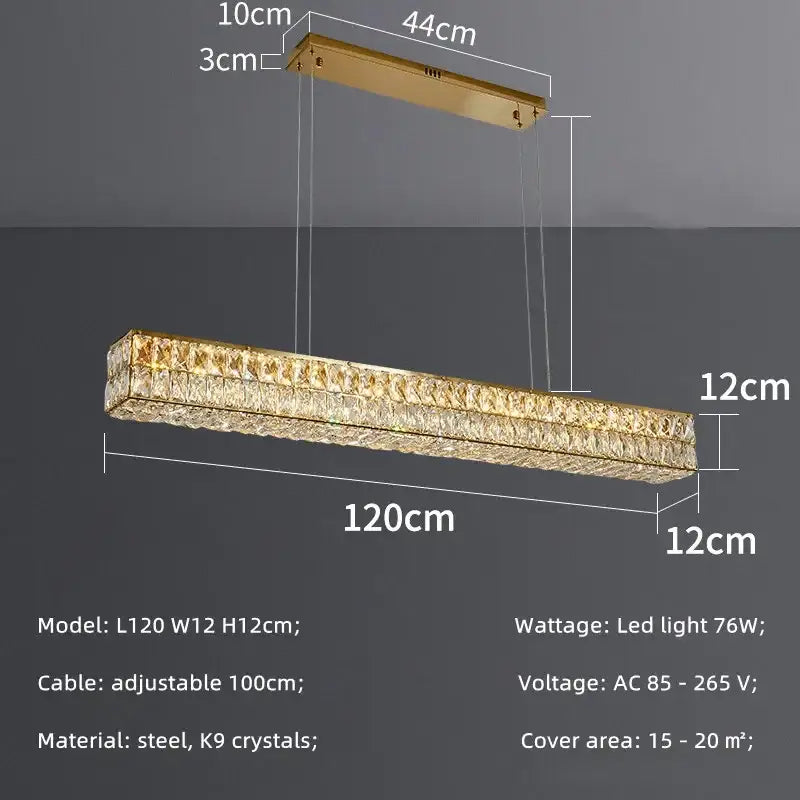 Modern gold crystal steel led pendant light for dining room