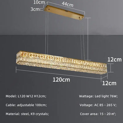 Modern gold crystal steel led pendant light for dining room