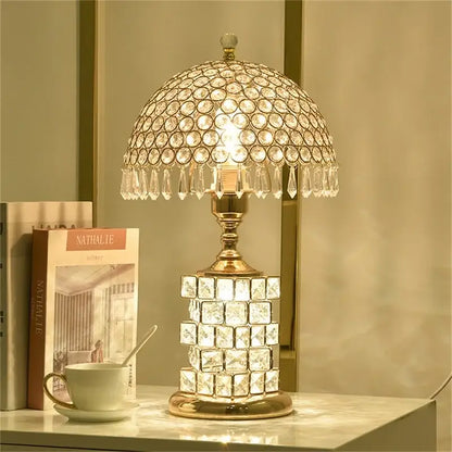 Modern gold crystal table lamp bedroom dimmer remote control