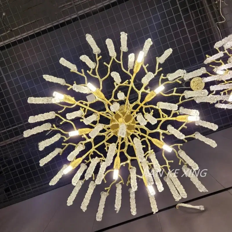 Modern gold crystal tassel chandelier dining room pendant light
