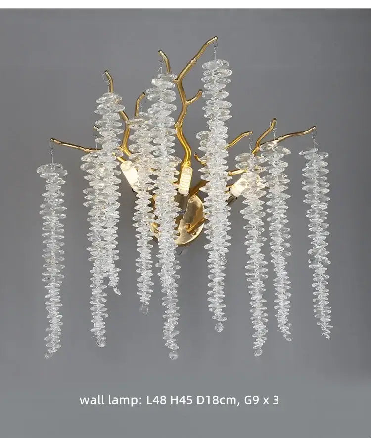 Modern gold crystal tassel led pendant light dining room chandelier