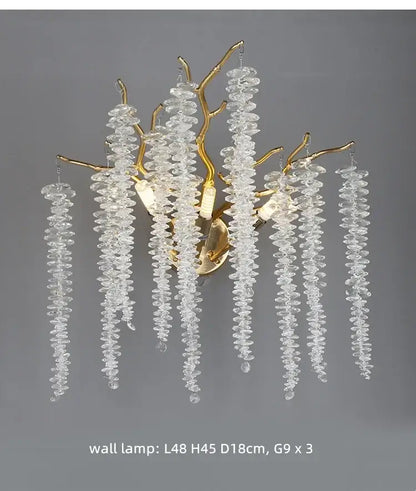 Modern gold crystal tassel led pendant light dining room chandelier