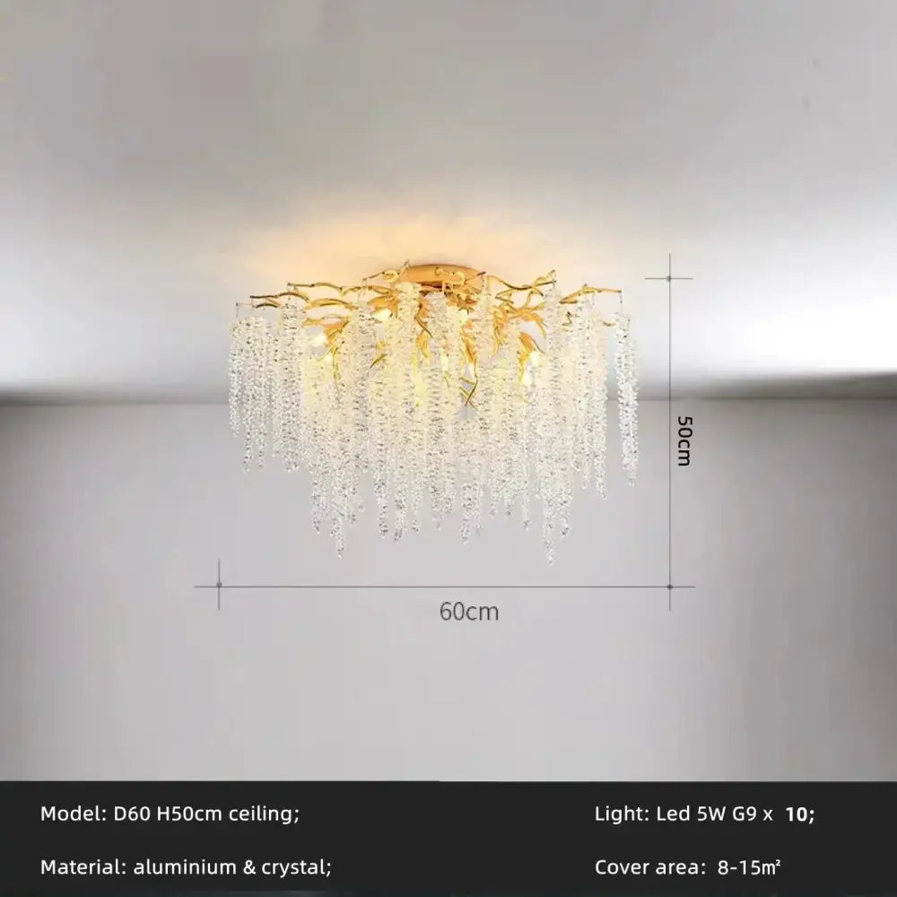 Modern gold crystal tassel led pendant light dining room chandelier