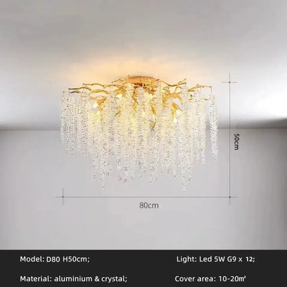 Modern gold crystal tassel led pendant light dining room chandelier
