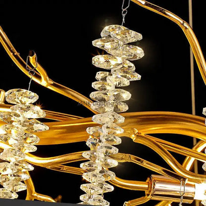 Modern gold crystal tassel pendant chandelier dining room lighting