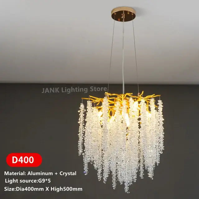 Modern gold crystal tassel pendant chandelier dining room lighting