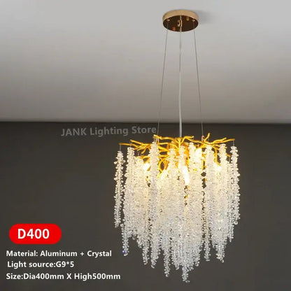 Modern gold crystal tassel pendant chandelier dining room lighting