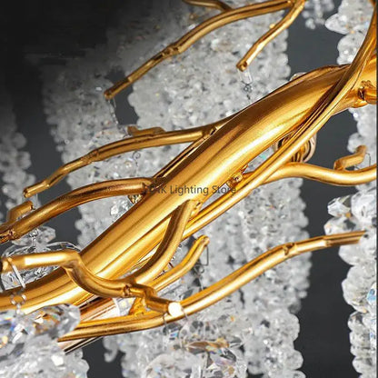 Modern gold crystal tassel pendant chandelier dining room lighting