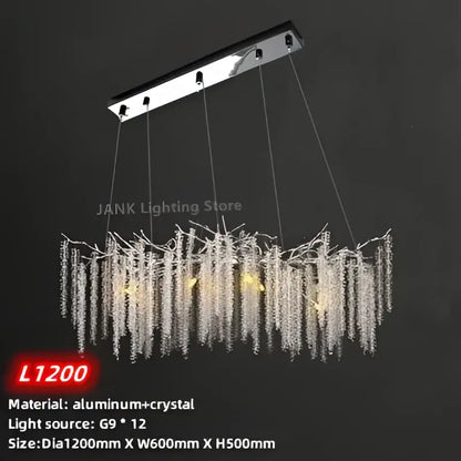 Modern gold crystal tassel pendant chandelier dining room lighting