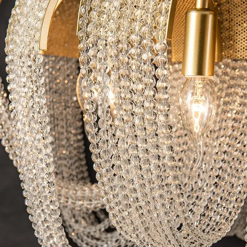 Modern gold crystal tassels led chandelier dining room light