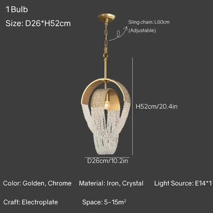 Modern gold crystal tassels led chandelier dining room light