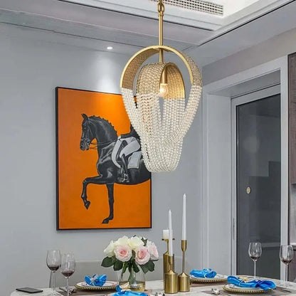 Modern gold crystal tassels led chandelier dining room light