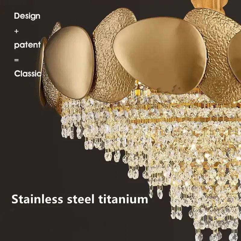 Modern gold crystal tassles led pendant chandelier living room