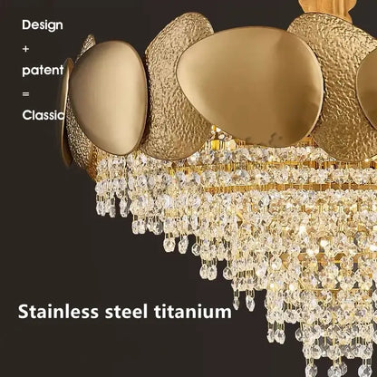 Modern gold crystal tassles led pendant chandelier living room