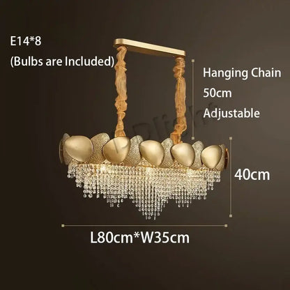 Modern gold crystal tassles led pendant chandelier living room