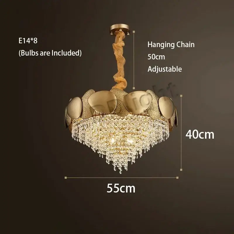 Modern gold crystal tassles led pendant chandelier living room
