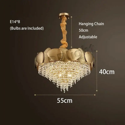 Modern gold crystal tassles led pendant chandelier living room