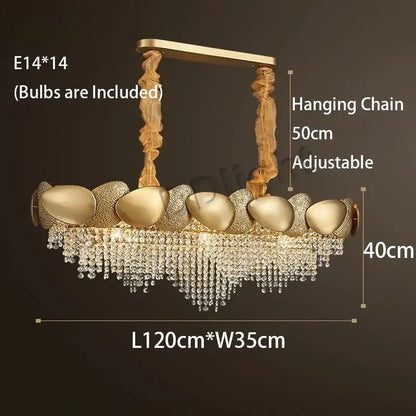 Modern gold crystal tassles pendant light living room chandelier