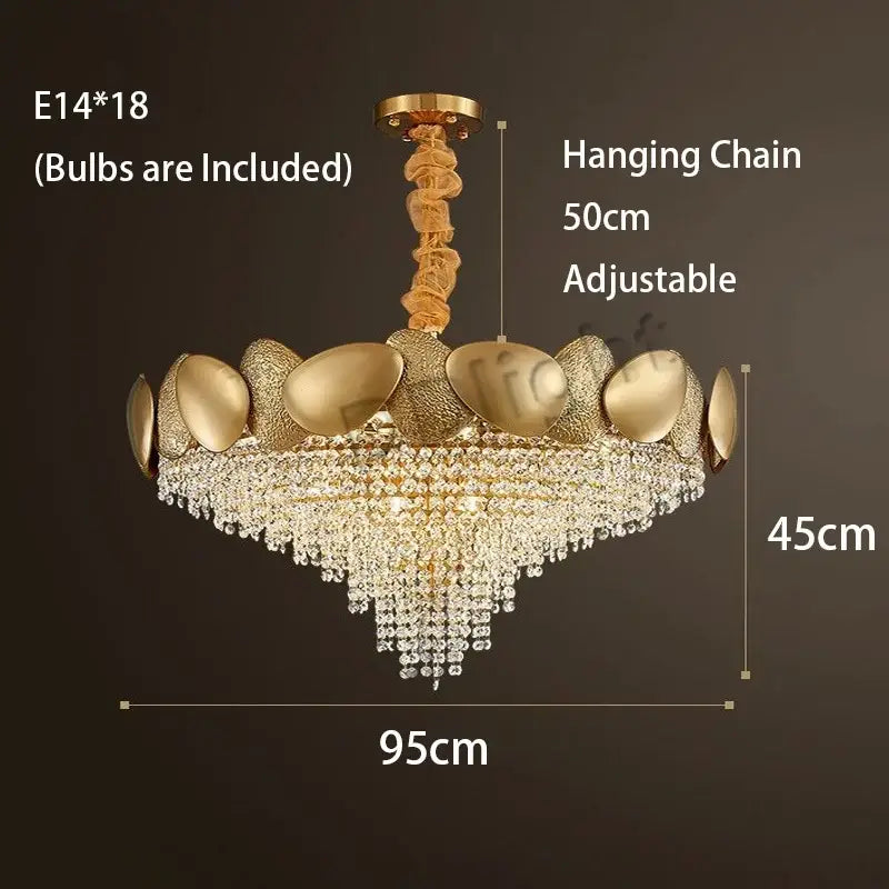 Modern gold crystal tassles pendant light living room chandelier