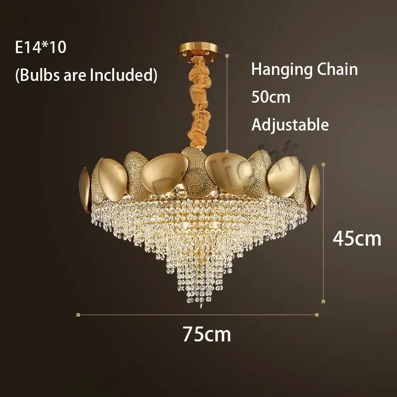 Modern gold crystal tassles pendant light living room chandelier