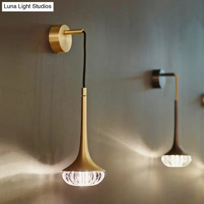 Modern gold crystal teardrop wall lamp bedroom led fixture
