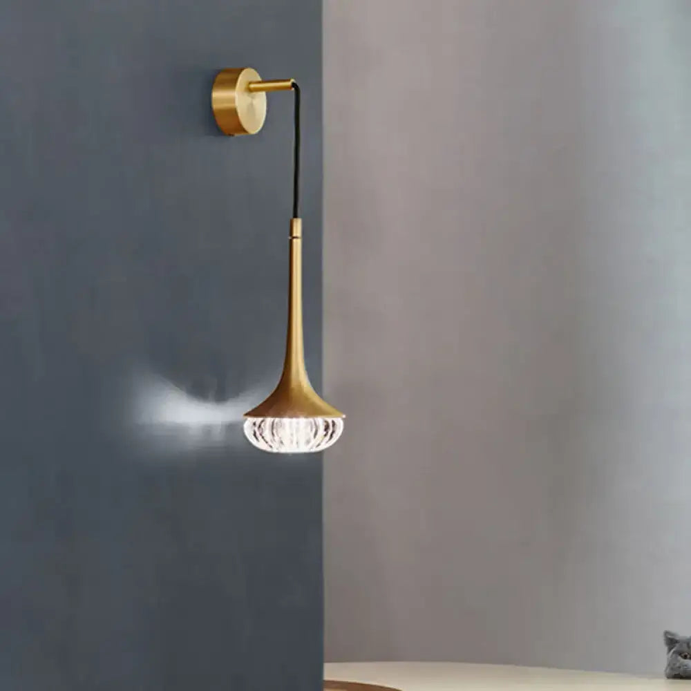 Modern gold crystal teardrop wall lamp bedroom led fixture
