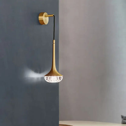 Modern gold crystal teardrop wall lamp bedroom led fixture