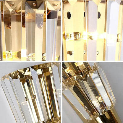 Modern gold crystal torch wall lamp for living room