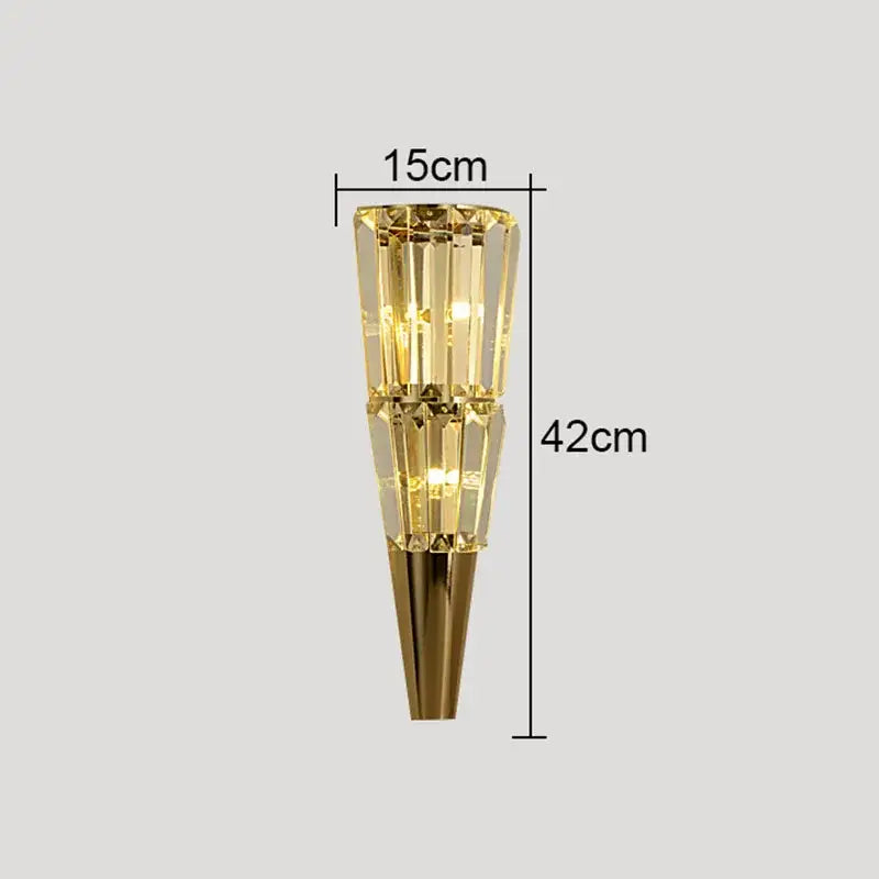 Modern gold crystal torch wall lamp for living room