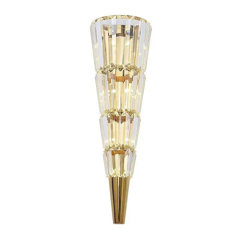 Modern gold crystal torch wall lamp for living room