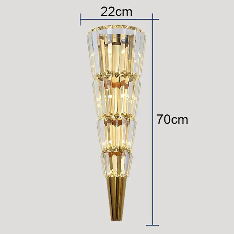 Modern gold crystal torch wall lamp for living room