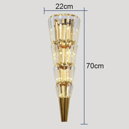 Modern gold crystal torch wall lamp for living room