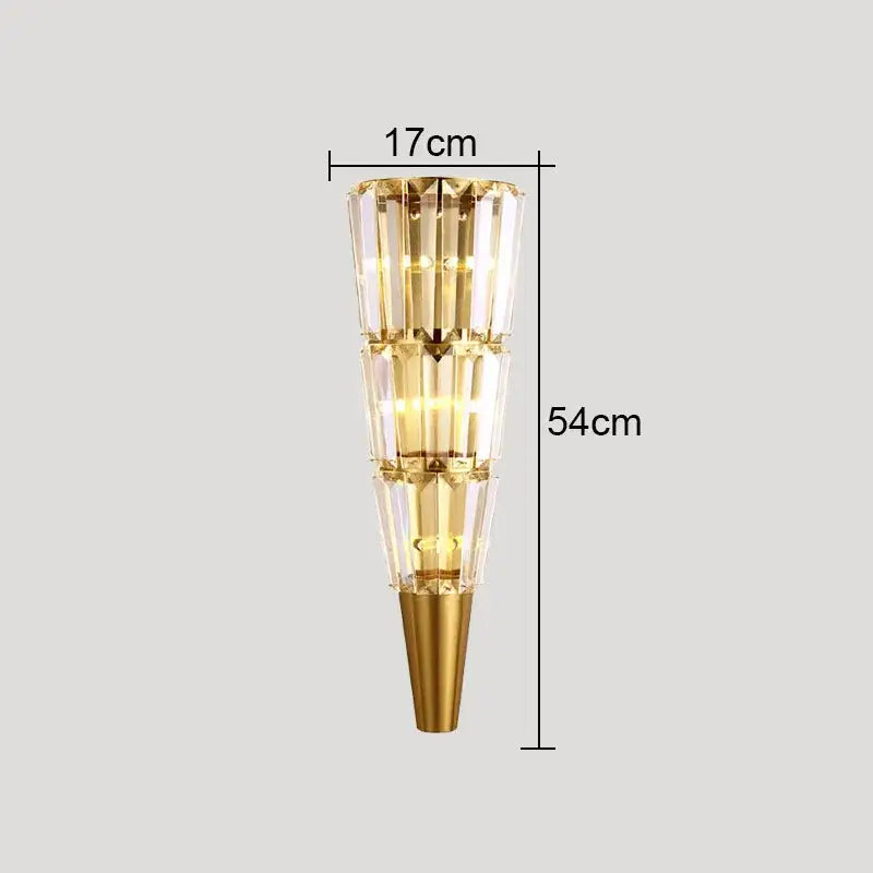 Modern gold crystal torch wall lamp for living room