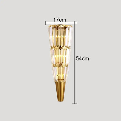 Modern gold crystal torch wall lamp for living room