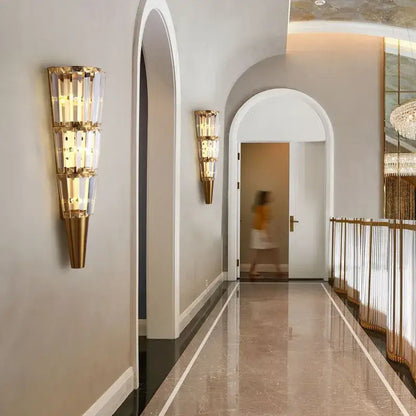 Modern gold crystal torch wall lamp for living room