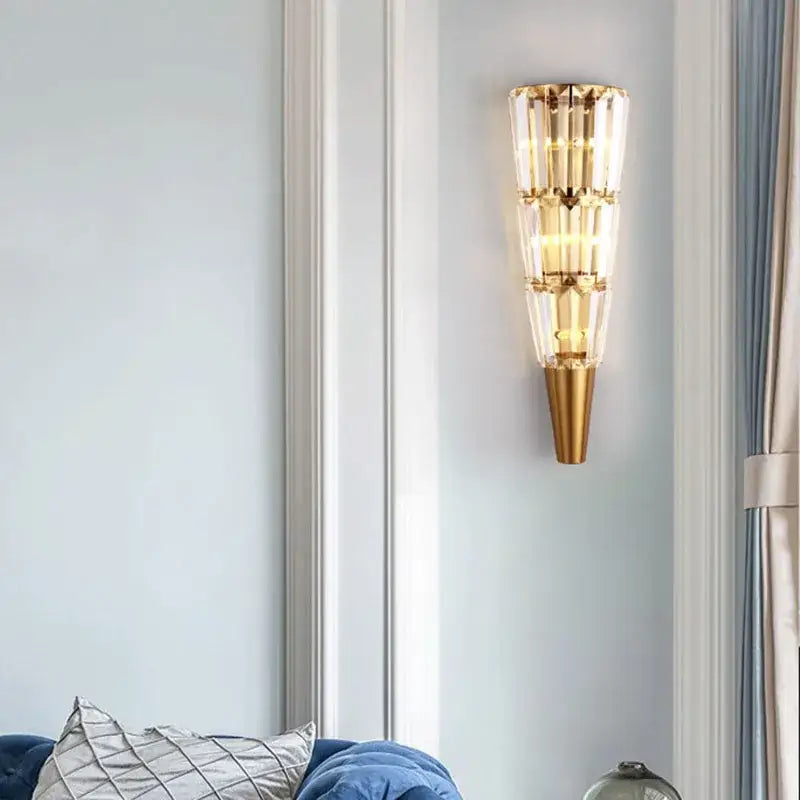Modern gold crystal torch wall lamp for living room