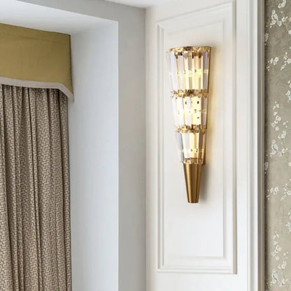 Modern gold crystal torch wall lamp for living room