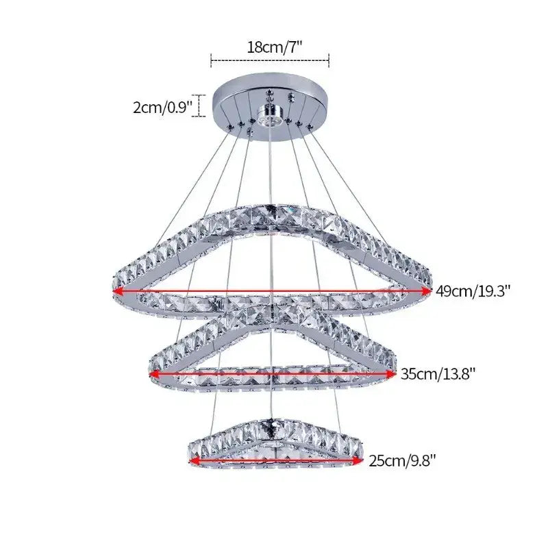 Modern gold crystal triangle chandelier for living room
