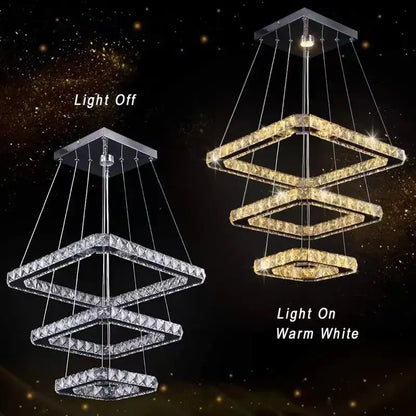 Modern gold crystal triangle chandelier for living room