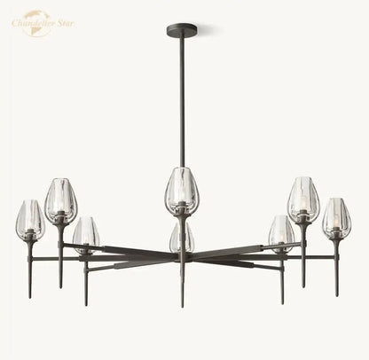 Modern gold crystal tulip chandelier pendant light dining room