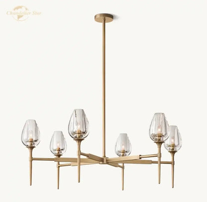 Modern gold crystal tulip chandelier pendant light dining room