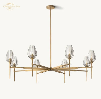 Modern gold crystal tulip chandelier pendant light dining room