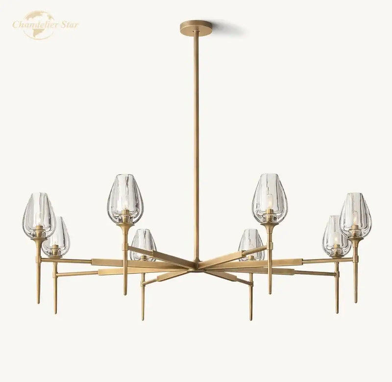 Modern gold crystal tulip chandelier pendant light dining room