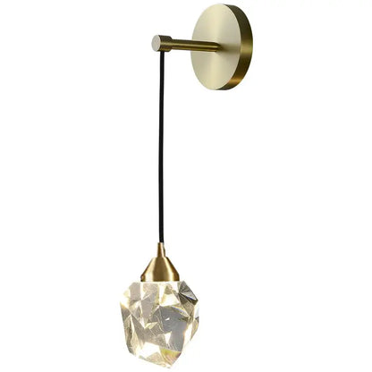 Modern gold crystal wall lamp bedroom faceted glass light