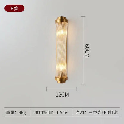Modern gold crystal wall lamp bedroom glass sconce