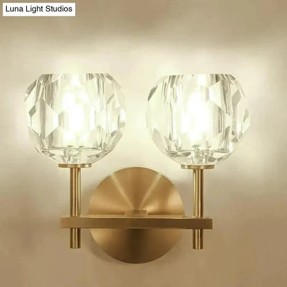 Modern gold crystal wall lamp bedroom globe sconce